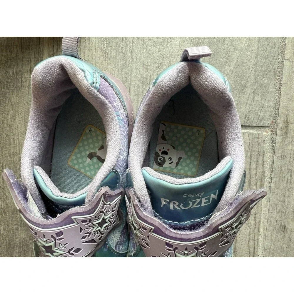Disney Girls' Frozen Sneakers Easy On Light Up Shoes Toddler Purple Elsa Anna 11